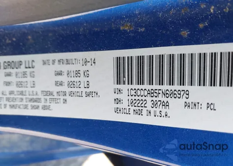 2015 Chrysler 200 Limited z USA, uszkodzony, nr VIN 1C3CCCAB5FN606979